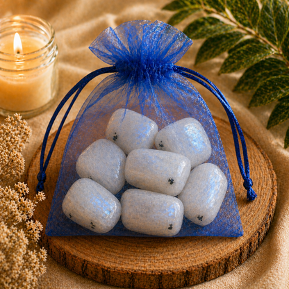 Equilibrio emocional y conexión interior (7 rodados de piedra luna 2-3 cm)