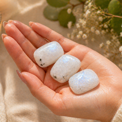 Equilibrio emocional y conexión interior (3 rodados de piedra luna 2-3 cm)