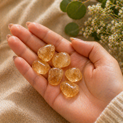 Abundancia, alegría y energía positiva (7 piedras de citrino rodado 2-3 cm)