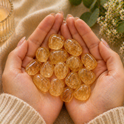 Abundancia, alegría y energía positiva (12 piedras de citrino rodado 2-3 cm)