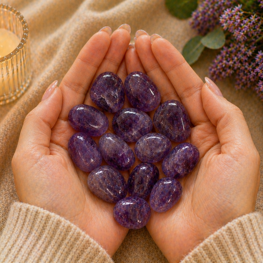 Calma mental, intuición y protección energética (12 piedras amatista Rodado 2-3 cm)