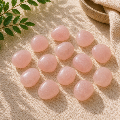 Amor Propio y Sanación Emocional (12 piedras de cuarzo rosa rodado 2-3 cm)