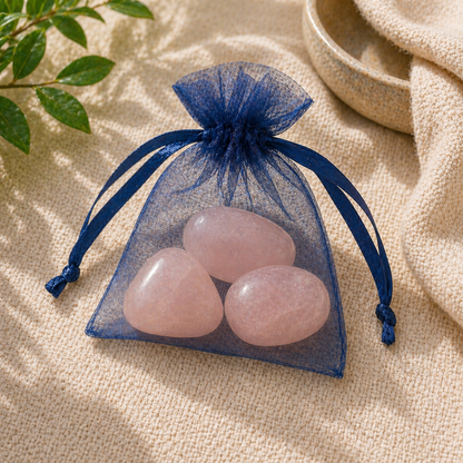 Amor Propio y Sanación Emocional (3 piedras de cuarzo rosa rodado 2-3 cm)
