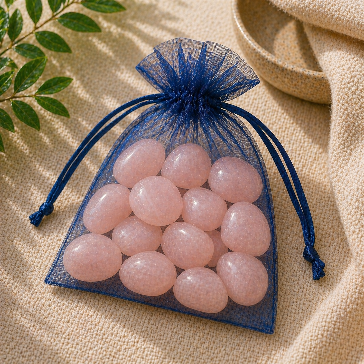 Amor Propio y Sanación Emocional (12 piedras de cuarzo rosa rodado 2-3 cm)