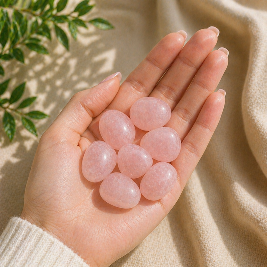 Amor Propio y Sanación Emocional (7 piedras de cuarzo rosa rodado 2-3 cm)