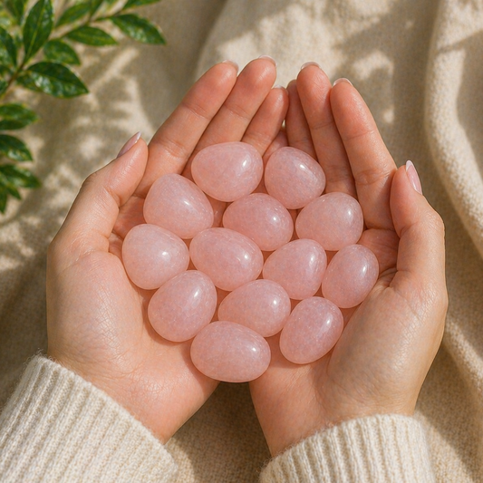 Amor Propio y Sanación Emocional (12 piedras de cuarzo rosa rodado 2-3 cm)