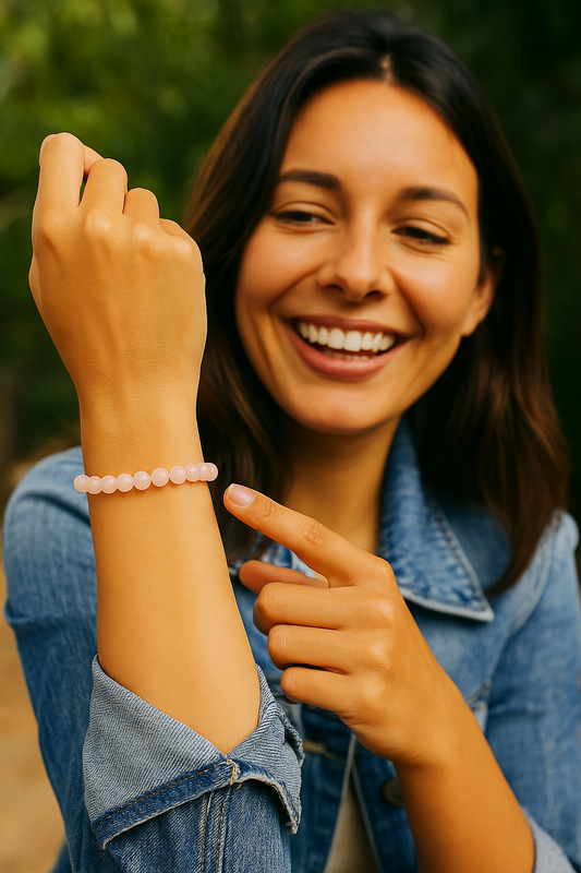 Pulsera cuarzo rosa bolas 4mm