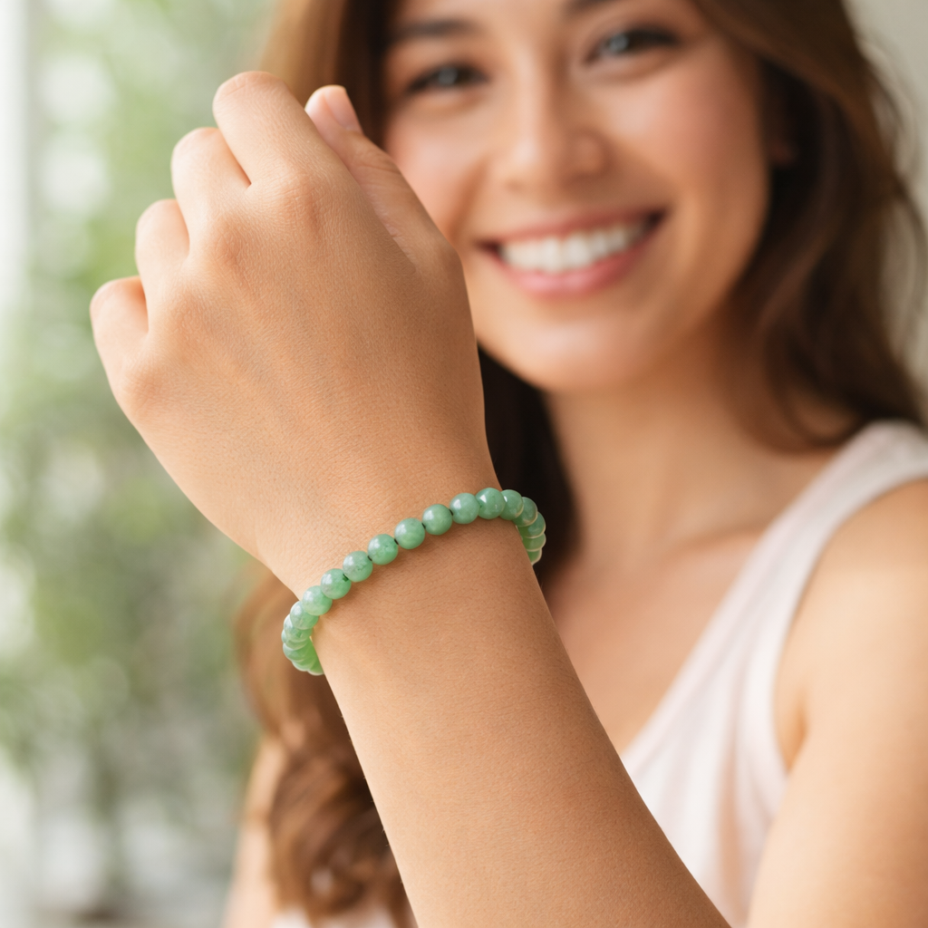 Equilibrio y Bienestar (pulsera cuarzo verde bolas 6mm)