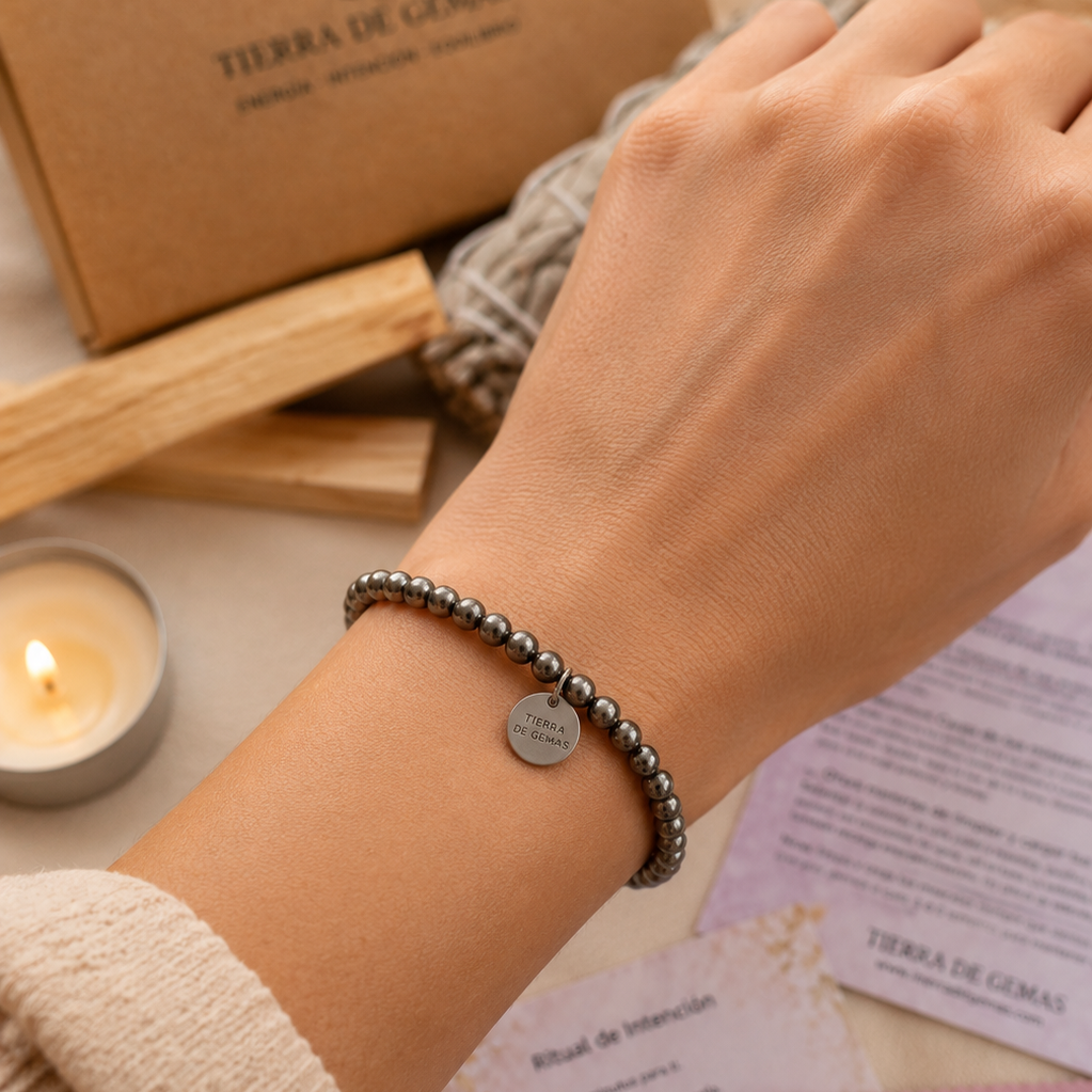 Tu amuleto de riqueza y confianza (pulsera de pirita 4mm  elástica ajustable)