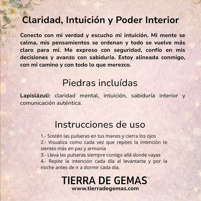 Claridad, Intuición y Poder Interior (pulsera lapislázuli facetada 2mm plata de ley)
