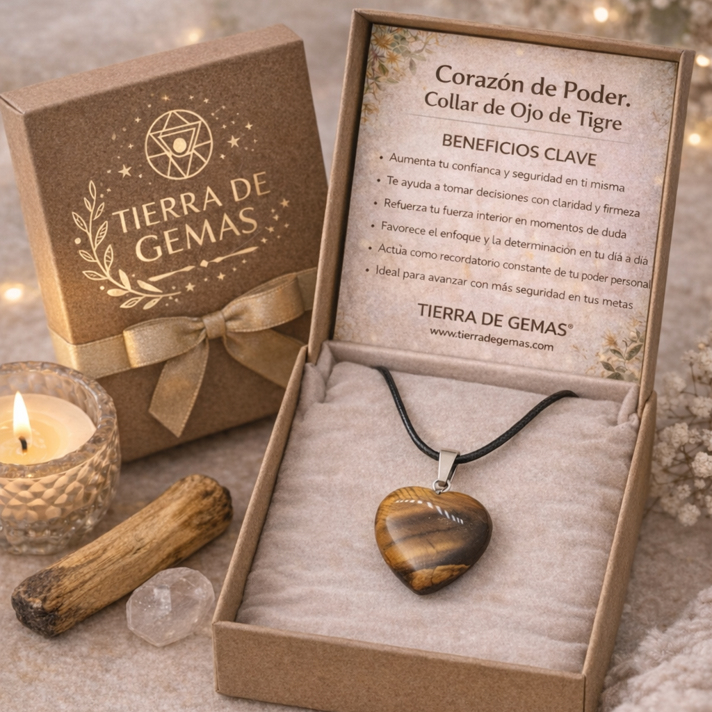 Corazón de Poder (collar de ojo de tigre 2cm)