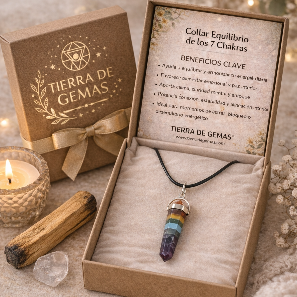 Equilibrio de los 7 Chakras (collar 7 chakras punta balancin 3-4 cm)
