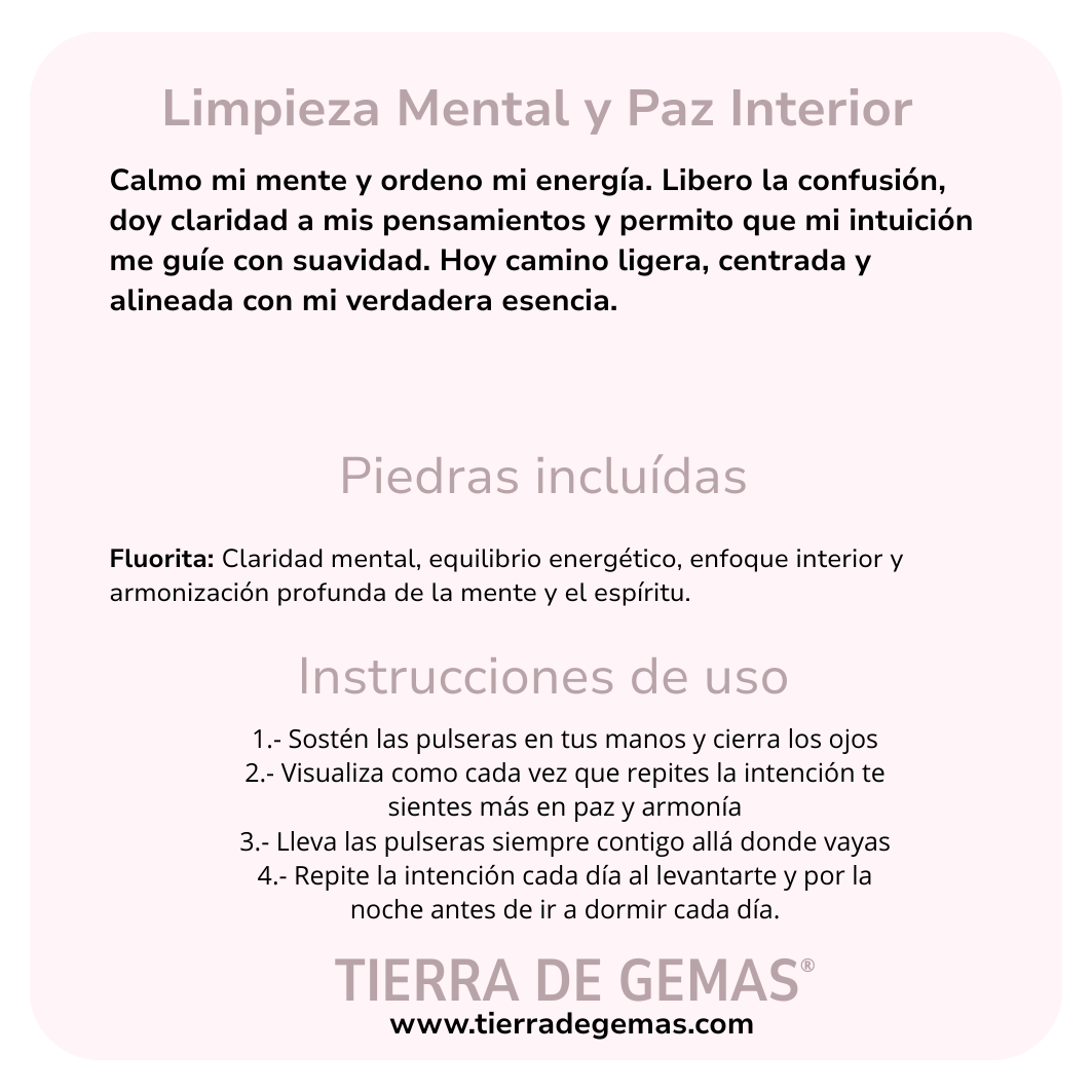 Limpieza Mental y Paz Interior (pulsera fluorita bolas 4mm)