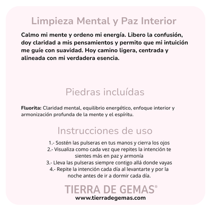 Limpieza Mental y Paz Interior (pulsera fluorita bolas 4mm)