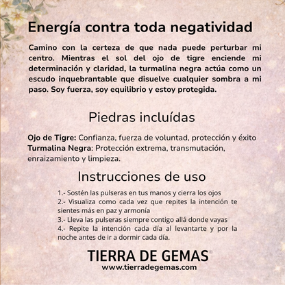 Protección Absoluta y Fuerza Interior – Pulsera Ojo de Tigre y Turmalina Negra