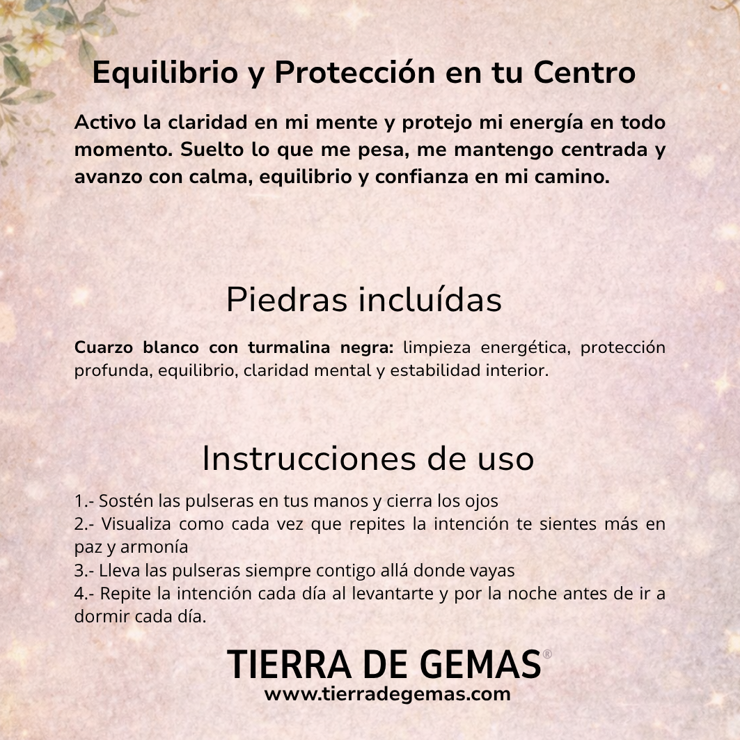 Equilibrio y Protección en tu Centro (collar cuarzo con turmalina negra perita 3-4 cm)