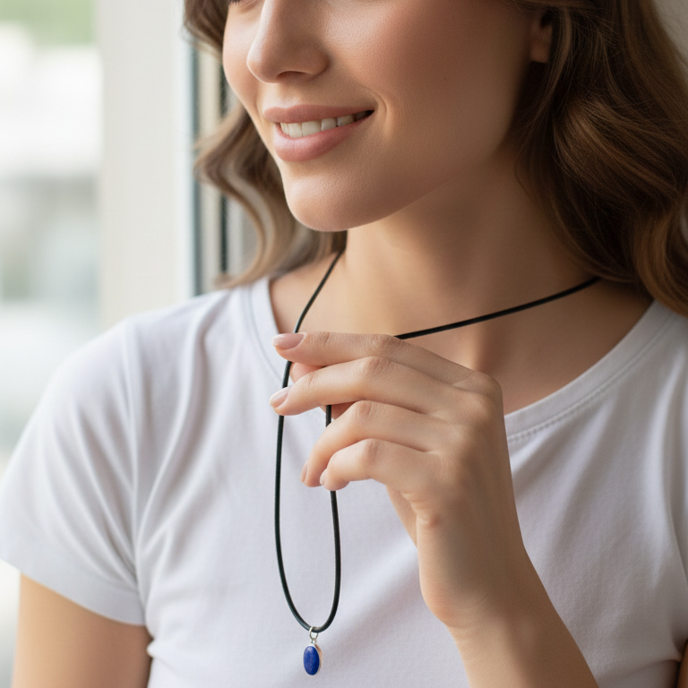 Collar lapislazuli facetado 1 cm