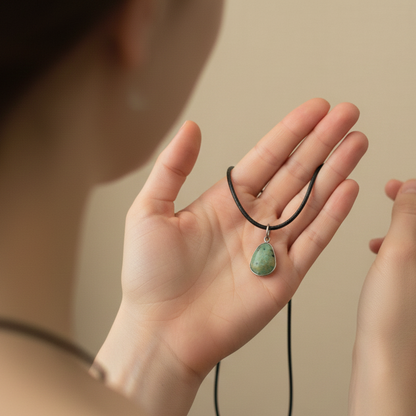 Collar crisoprasa tallada 1-2 cm