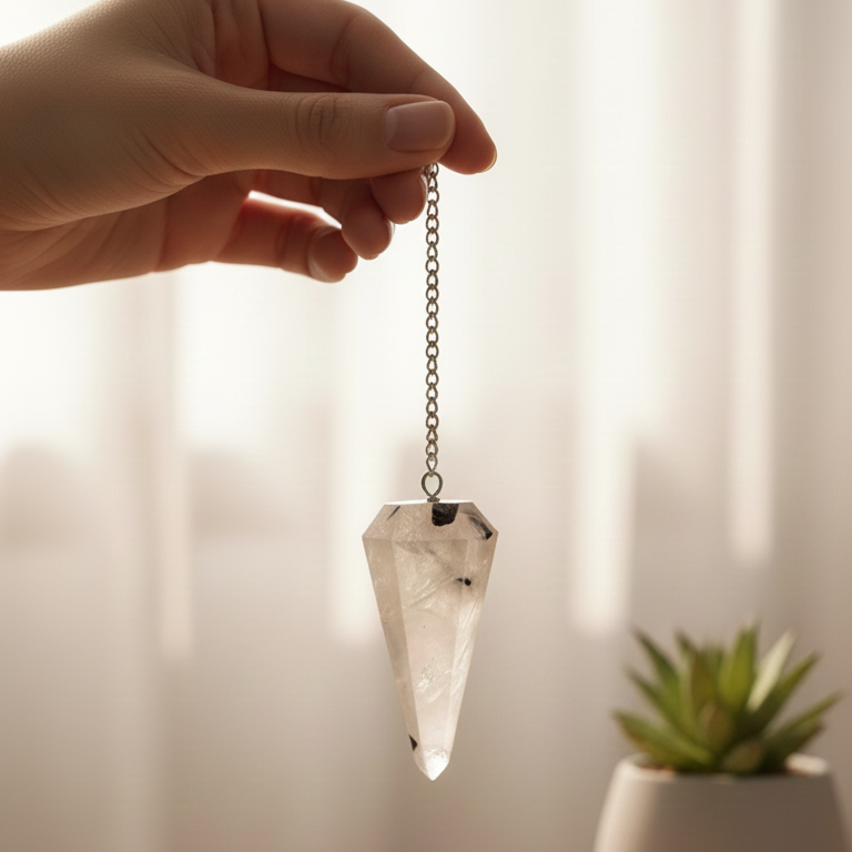 Pendulo cuarzo con turmalina negra 3-4 cm