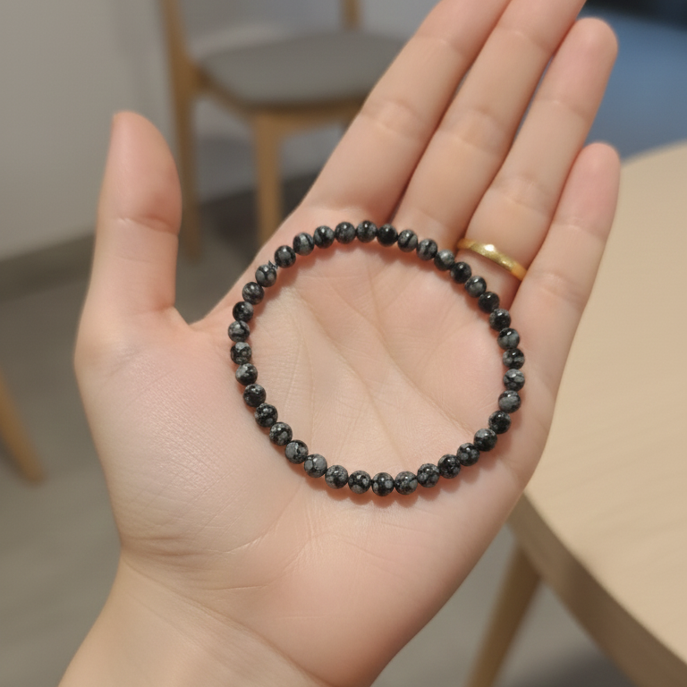 Claridad Mental (pulsera de obsidiana nevada bolas 4mm)