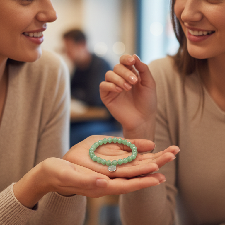 Pulsera cuarzo verde facetada bolas 6mm