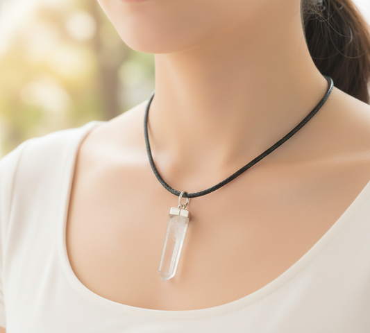 Collar Cuarzo Blanco punta 3-4 cm plata