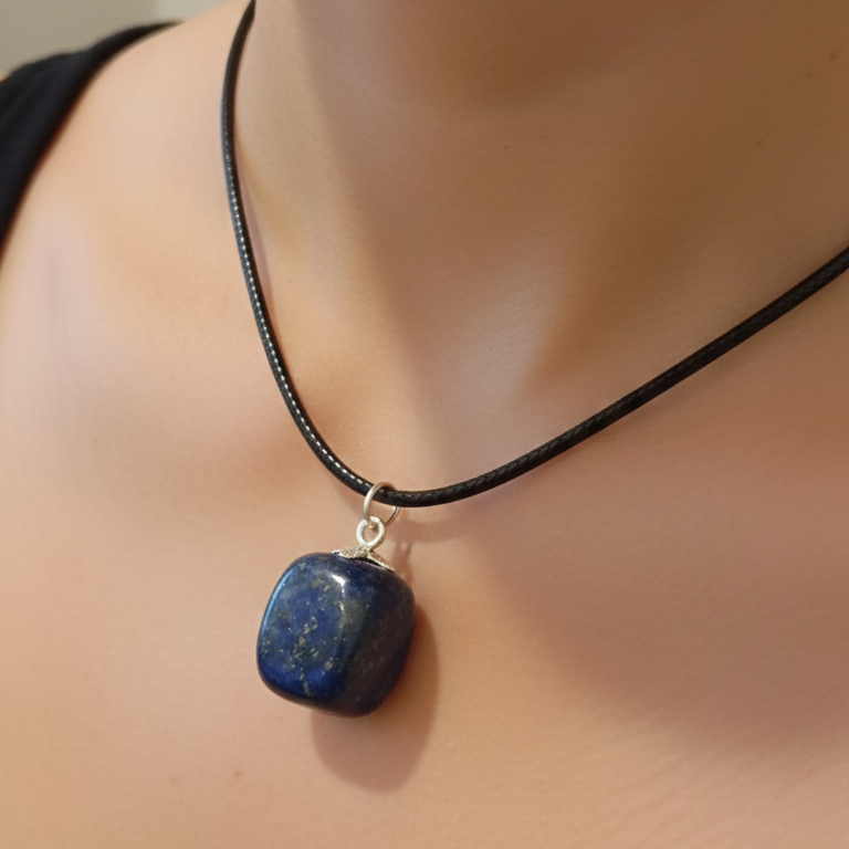 Collar lapislazuli rodado plata de ley 1-2 cm