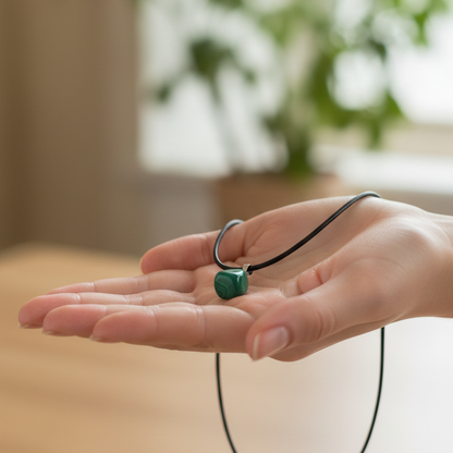 Collar malaquita rodado 1-2 cm