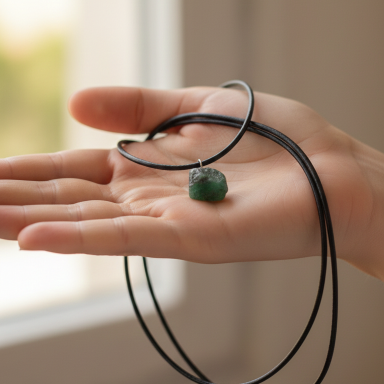 Collar esmeralda rodado 1-2 cm