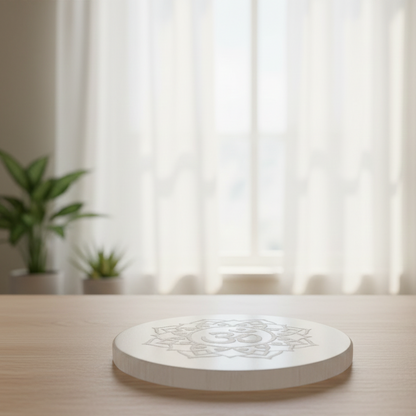 Placa recarga selenita símbolo OM