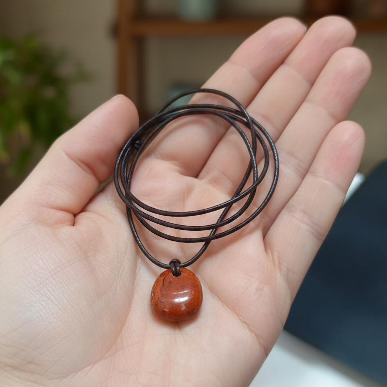 Collar jaspe rojo caramelito 2-3 cm