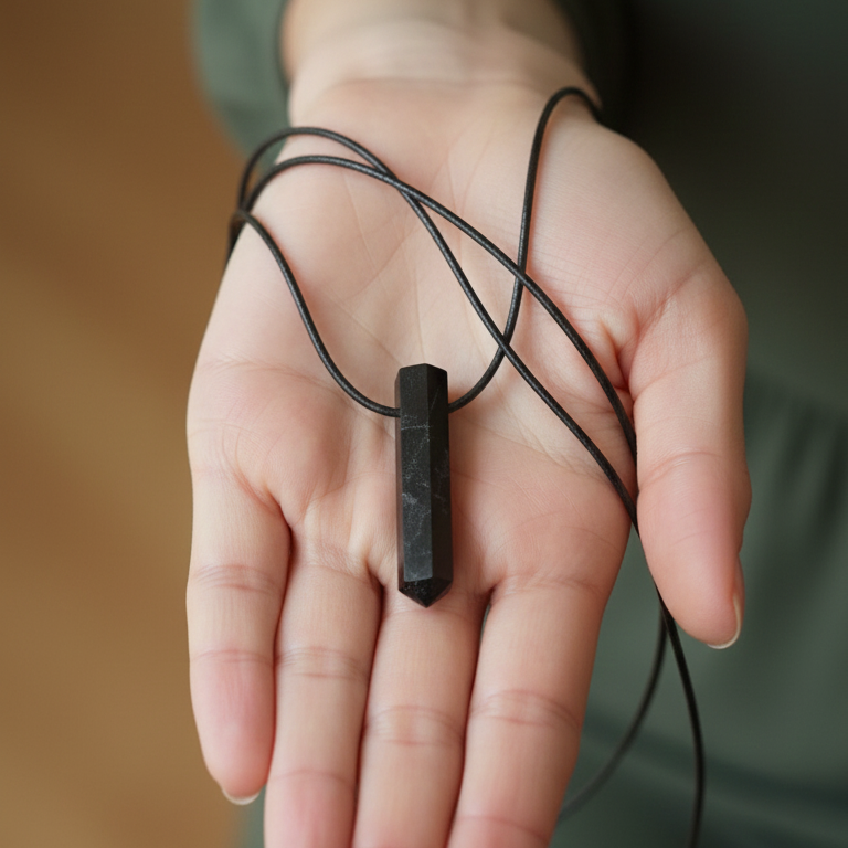 Collar turmalina negra punta 3-4 cm