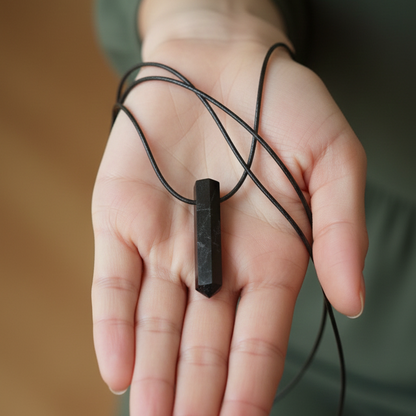 Collar turmalina negra punta 3-4 cm