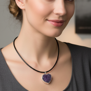 collar corazón drusa amatista 3cm