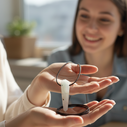 Collar piedra luna punta biterminada 3-4 cm