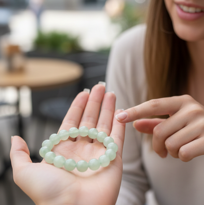 Pulsera cuarzo verde bolas 8mm