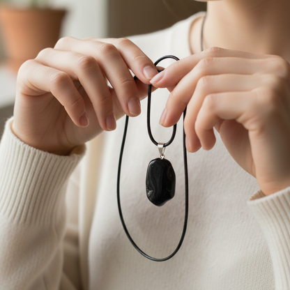 Collar Turmalina Negra rodado 1,5 - 2 cm