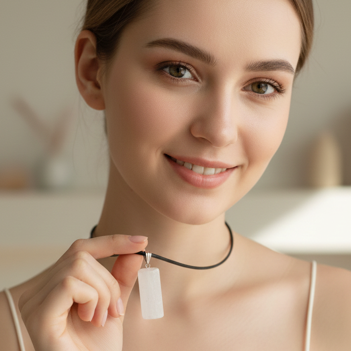 Collar selenita cilindro 2-3 cm