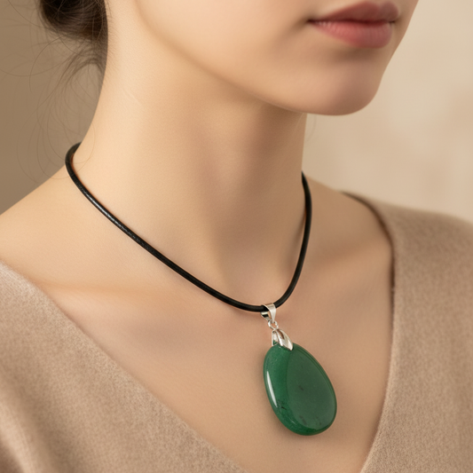 Collar cuarzo verde plano 3-4 cm