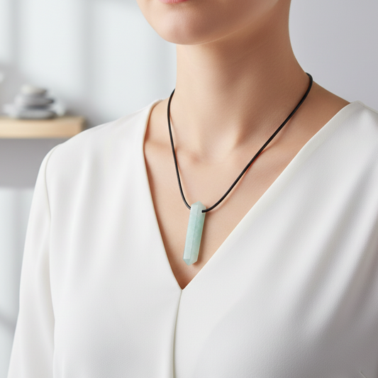 Collar amazonita punta biterminada