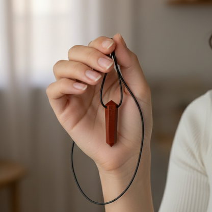 Colgante jaspe rojo punta biterminada 3-4 cm