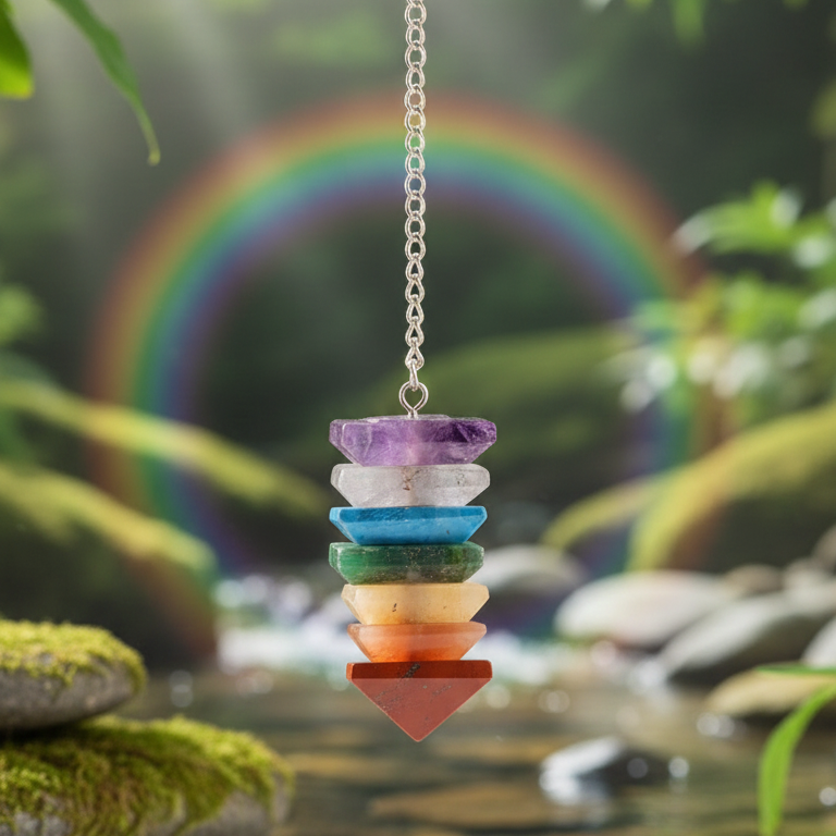 Pendulo 7 chakras piramide 3-4 cm