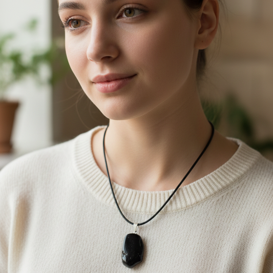 Collar Turmalina Negra rodado 1,5 - 2 cm