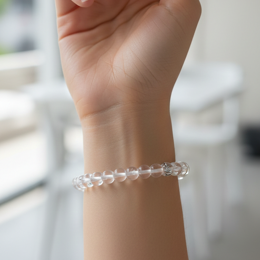 Pulsera cuarzo blanco bolas 8mm