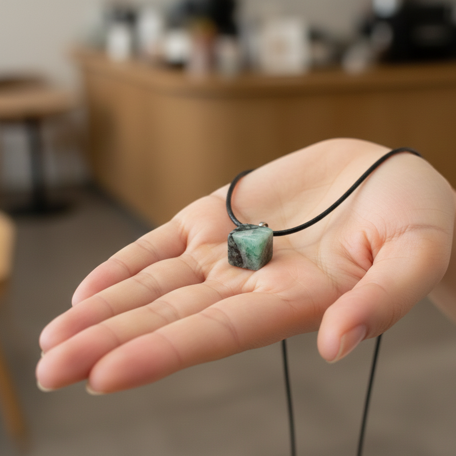 Collar esmeralda rodado 1-2 cm