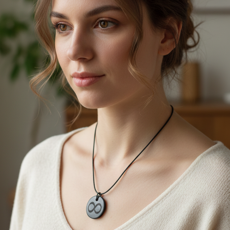 Collar shungit infinito circulo 3cm