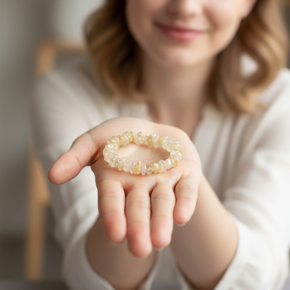 Pulsera cuarzo rutilado chip ajustable