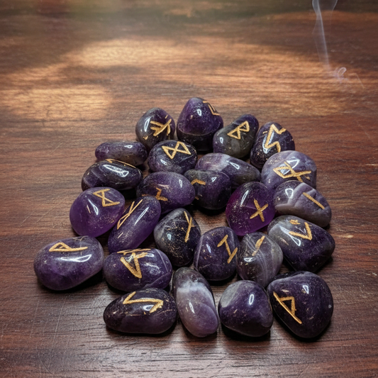 Juego Runas de amatista en bolsita