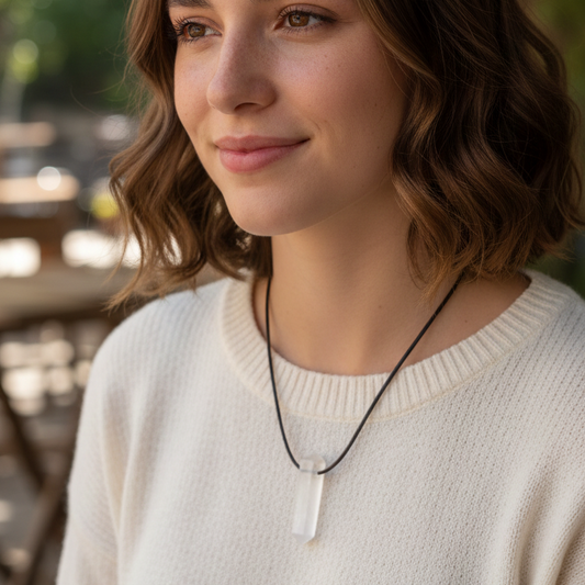 Collar selenita punta biterminada 3-4 cm