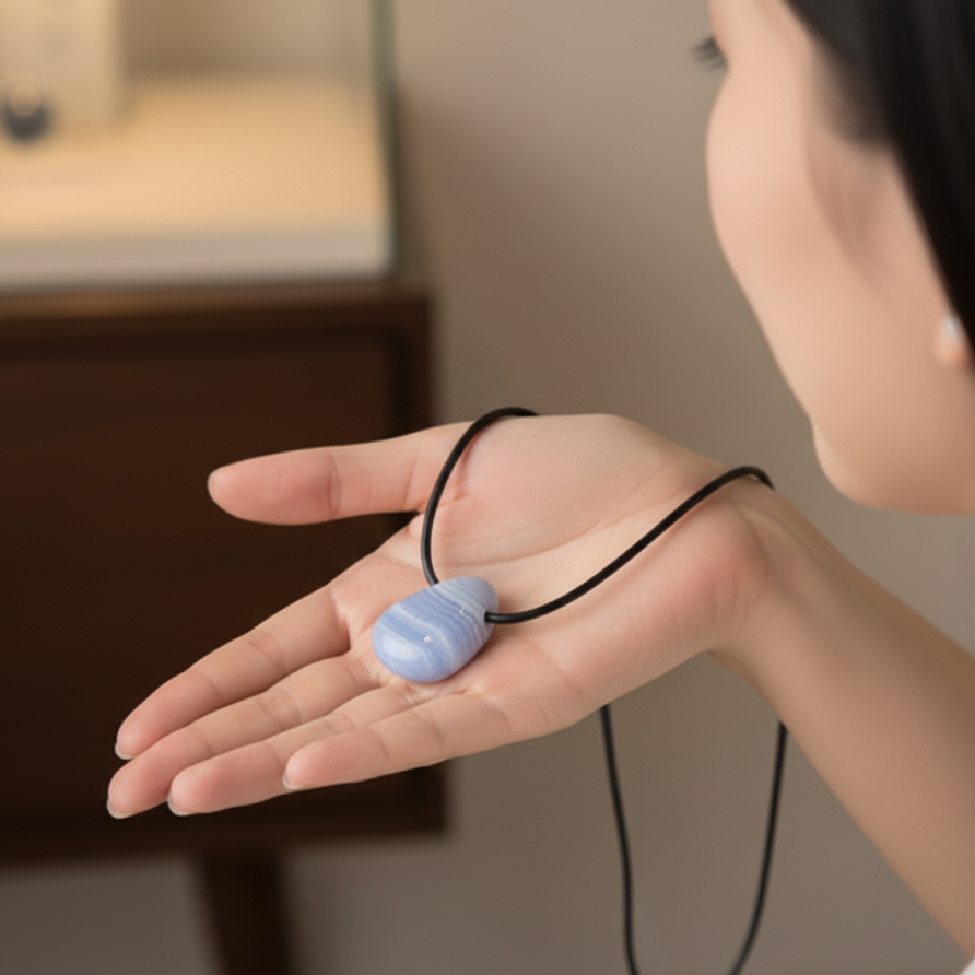 Collar calcedonia perita 3-4 cm